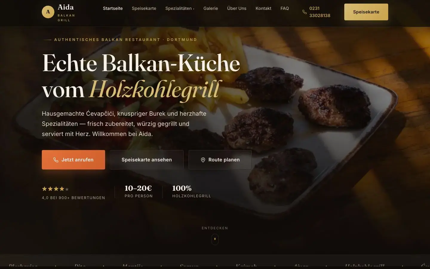 Designkonzept für ein Restaurant mit Grillküche