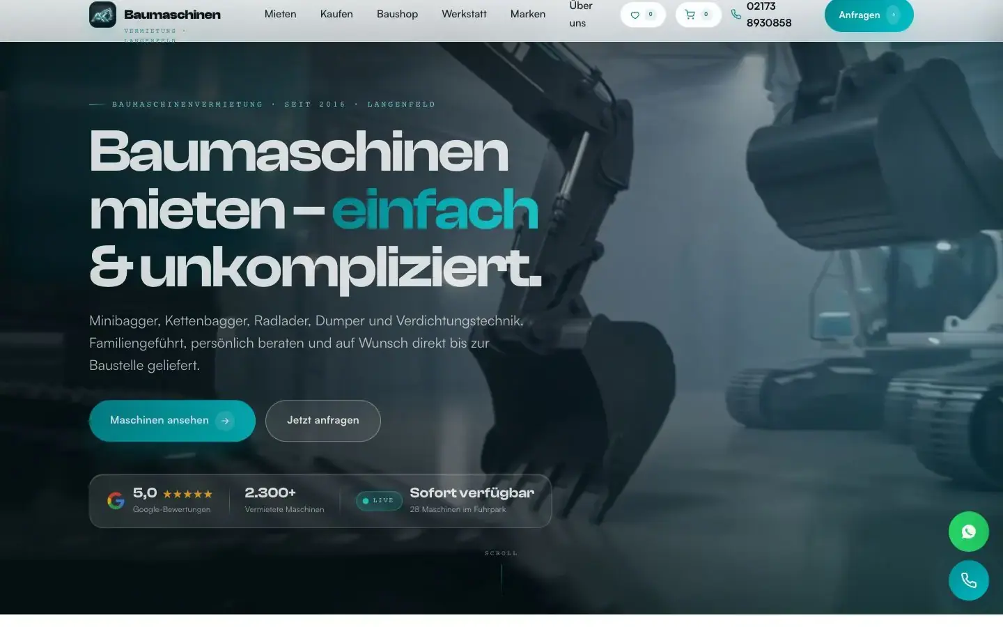 Designkonzept für einen Baumaschinen-Handel