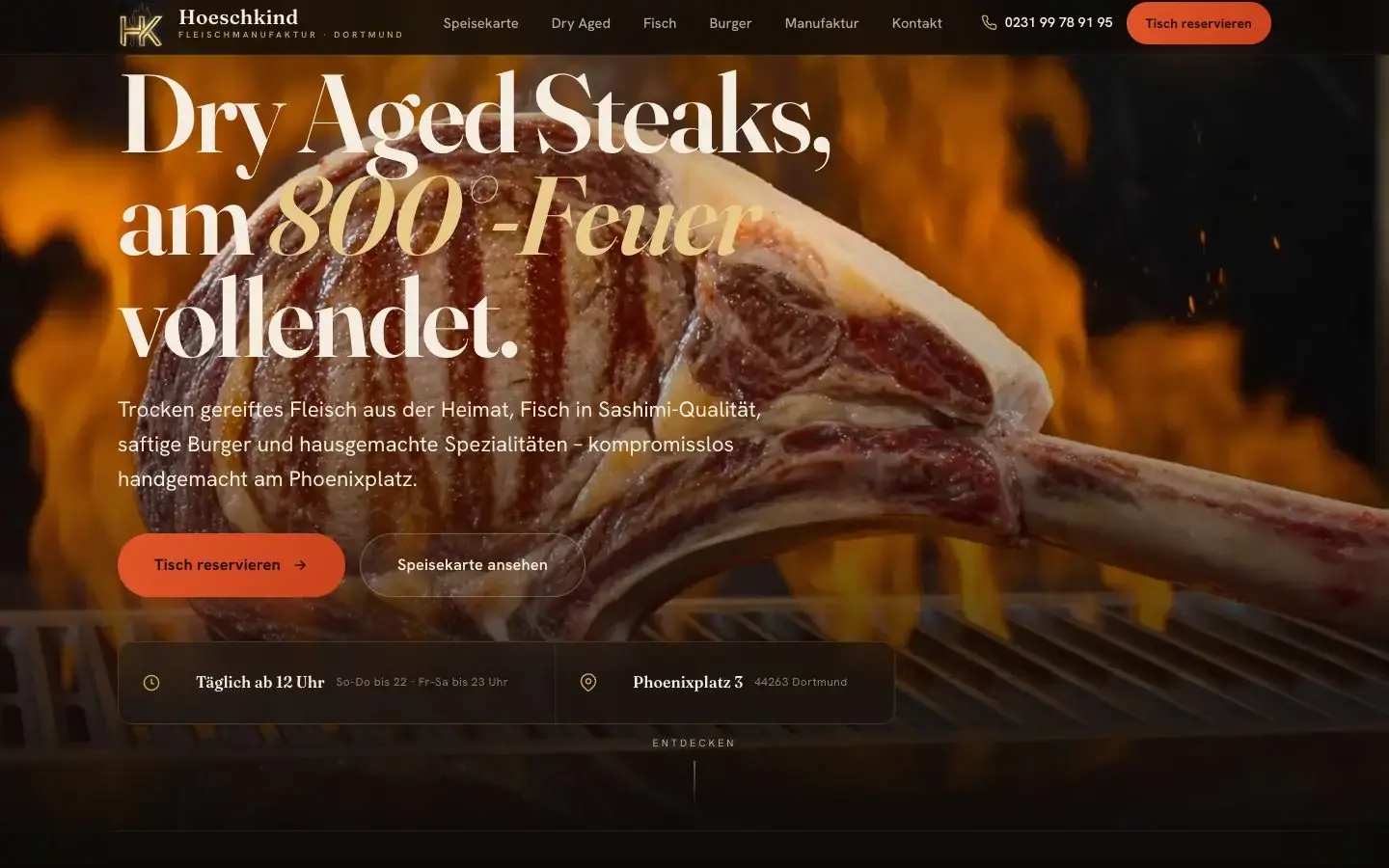 Designkonzept für ein Steakhouse mit eigener Fleischmanufaktur