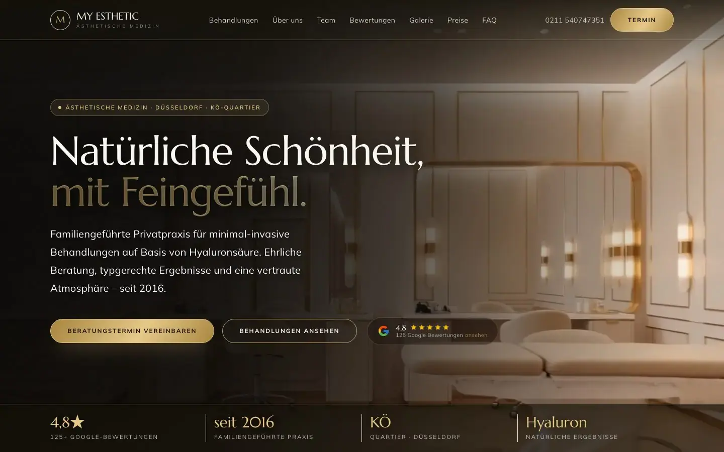 Designkonzept für eine Privatpraxis für ästhetische Medizin in Düsseldorf