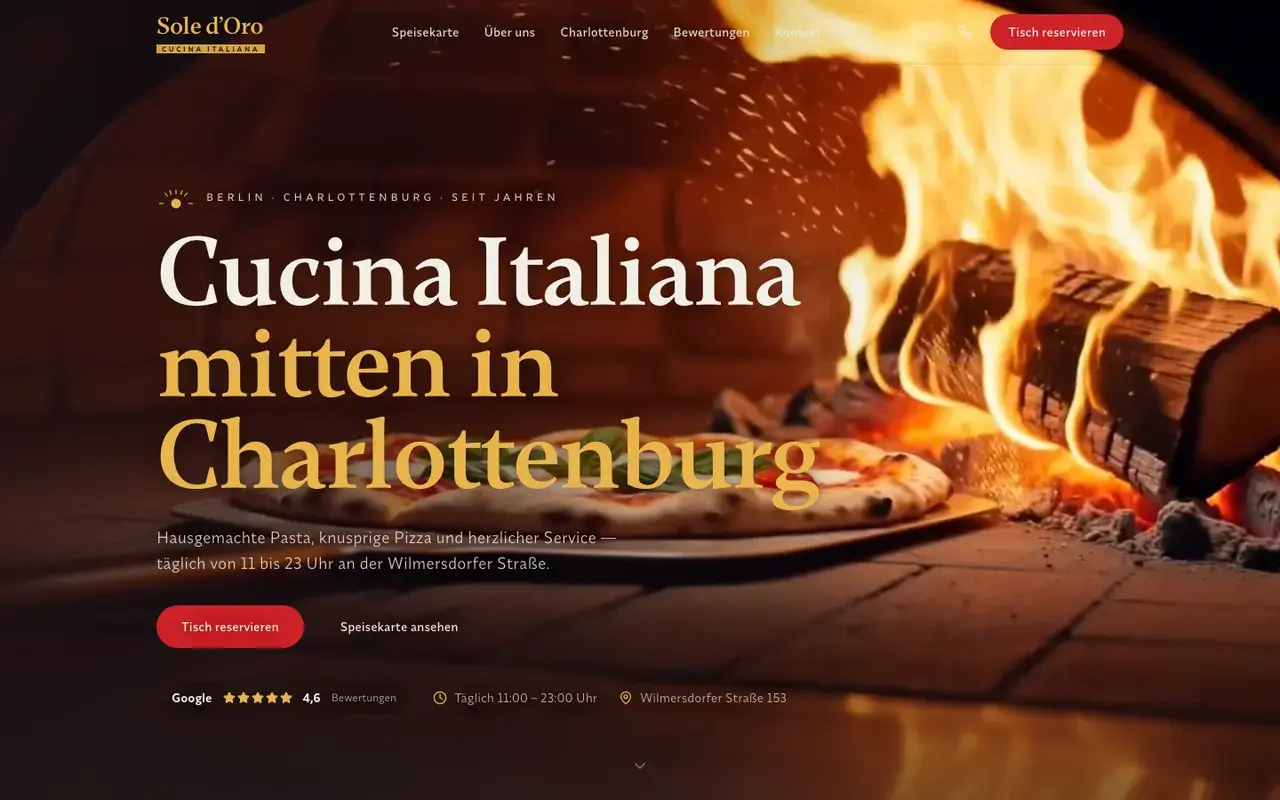 Warmer Auftritt für ein italienisches Ristorante in Berlin