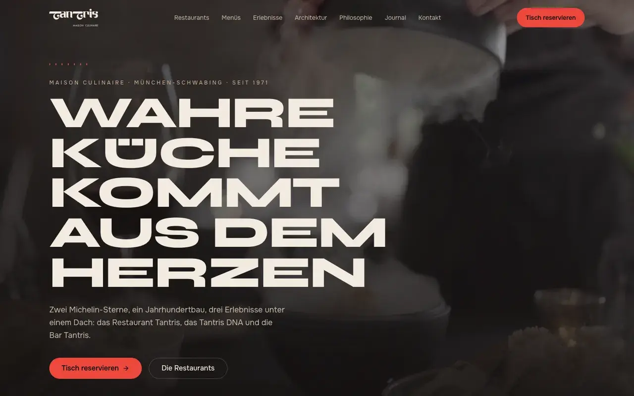 Editorialer Fine-Dining-Auftritt für ein Münchner Spitzenrestaurant