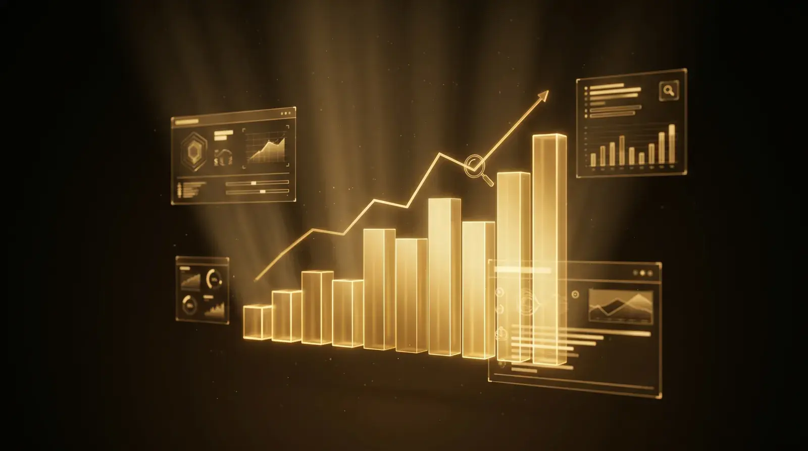 Analytics-Dashboard mit Rankings und Wachstumskurven — SEO & lokale SEO