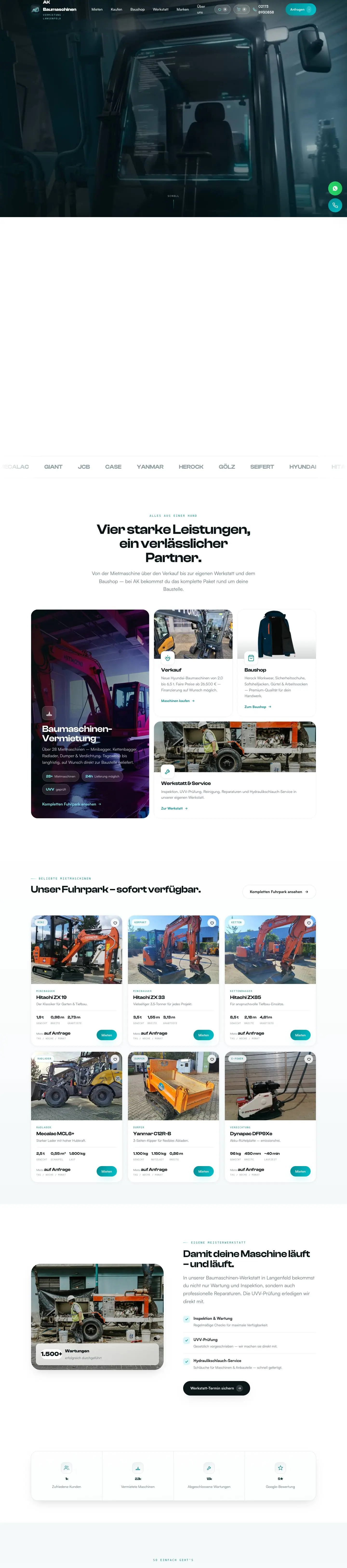 Designkonzept für einen Baumaschinen-Handel