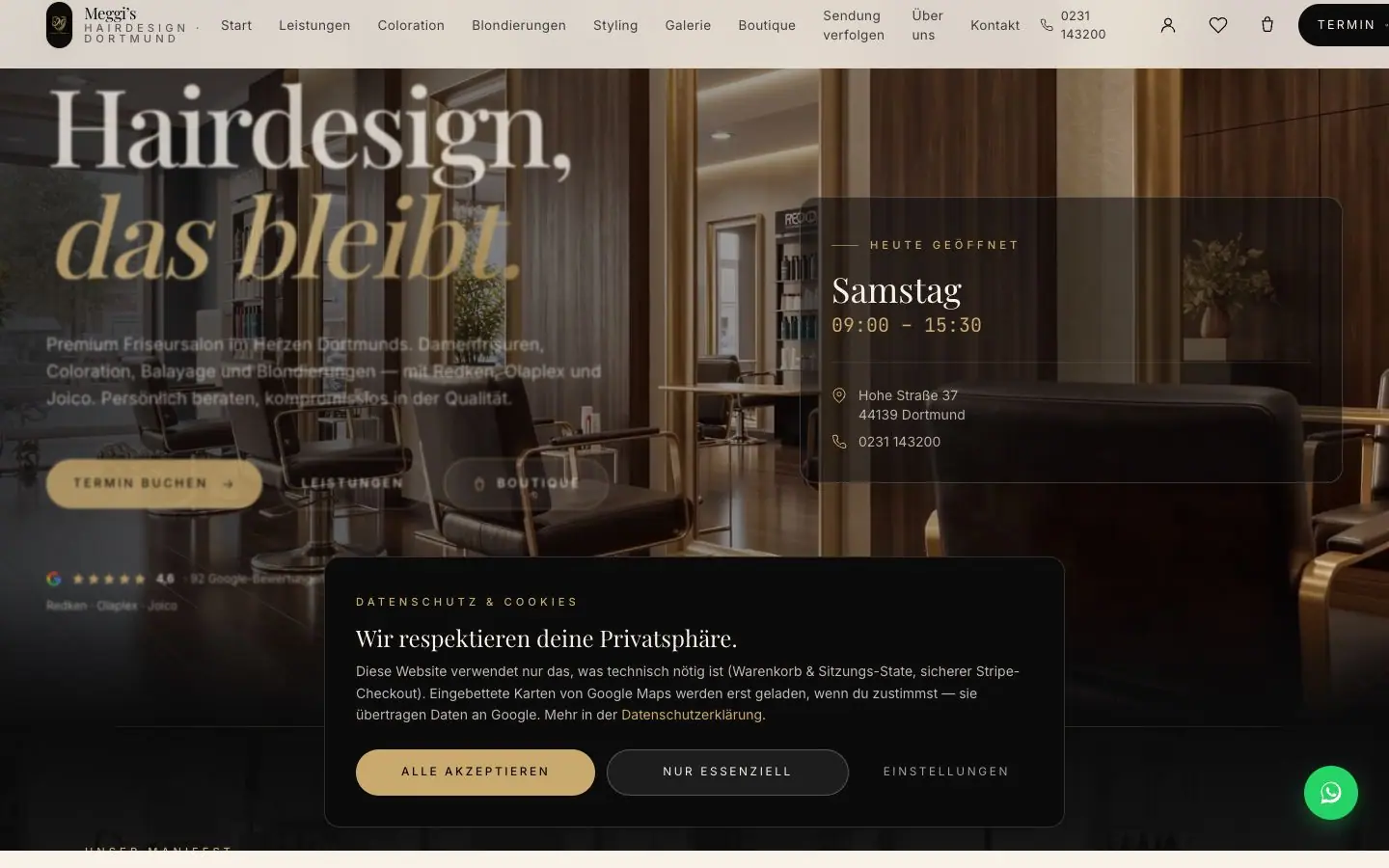 Designkonzept für einen Friseur- & Beautysalon mit Online-Shop